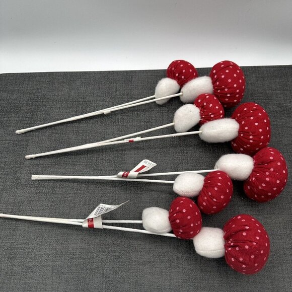 Christmas Picks Lot Mushroom Crafts Fabric Felt Holiday Wreath Pixie Cap Fairy - Picture 4 of 7